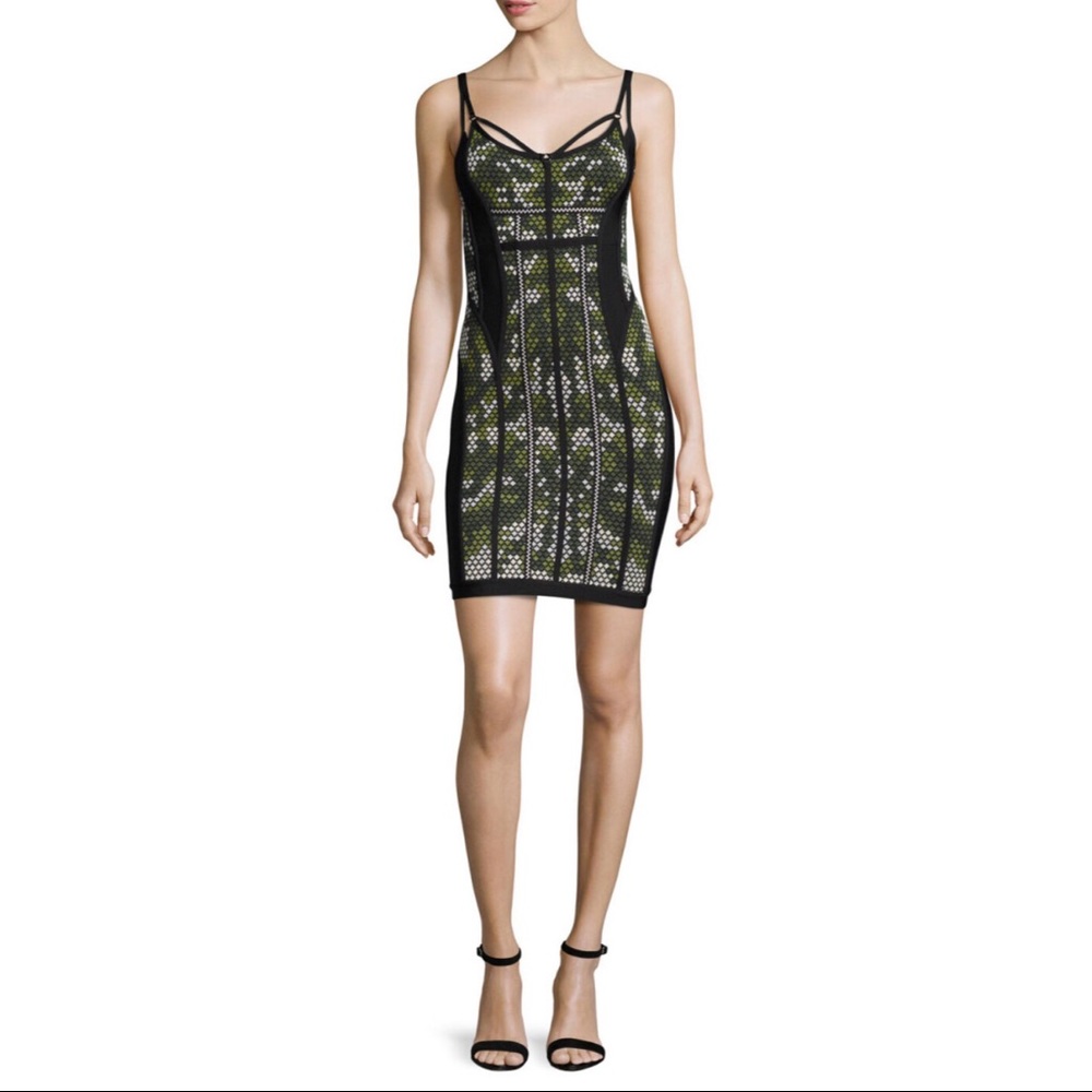 Herve Leger Camouflage Sleeveless Bandage Dress